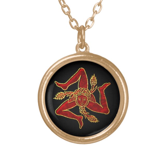 Sicilian Trinacria in Red Gold Plated Necklace (Front)