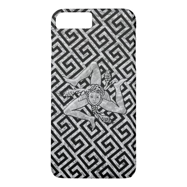 Sicilian Trinacria in Silver and Black Case-Mate iPhone Case (Back)