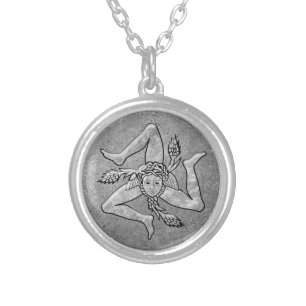 Sicilian Trinacria in Silver Plated Necklace