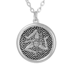 Sicilian Trinacria in Silver Plated Necklace