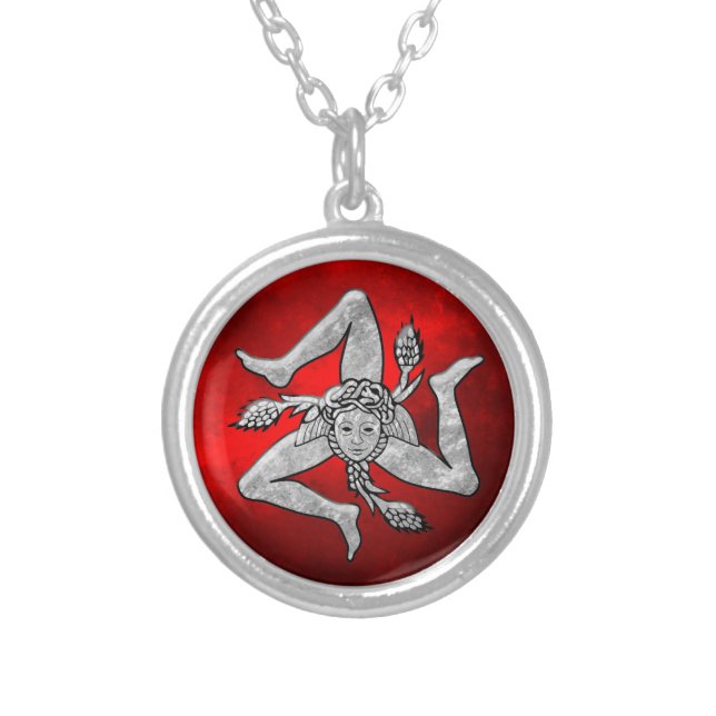 Sicilian Trinacria in Silver Red Plated Necklace (Front)