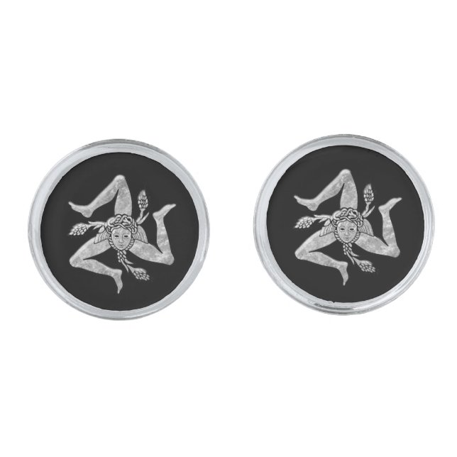 Sicilian Trinacria in Silver Silver Cufflinks (Front)