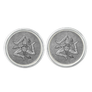 Sicilian Trinacria in Silver Silver Cufflinks