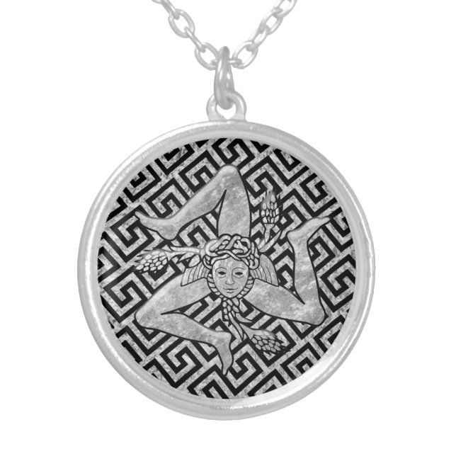Sicilian Trinacria in Silver Silver Plated Necklace (Front)