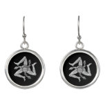 Sicilian Trinacria In Silver Your Background Color Earrings at Zazzle