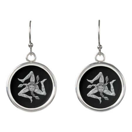 Sicilian Trinacria In Silver Your Background Color Earrings