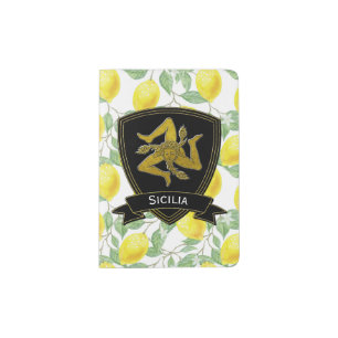 Sicilian Trinacria Lemon Pattern Your Text Passport Holder