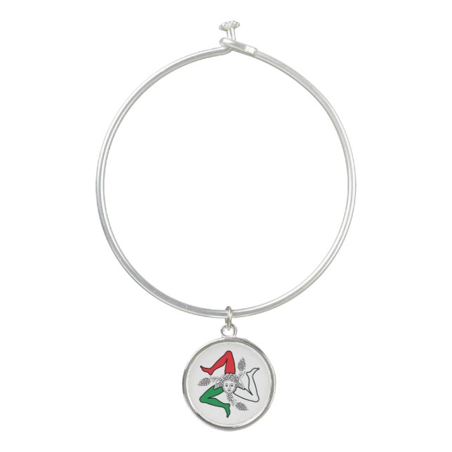Sicilian Trinacria Medusa Design Bangle Bracelet (Front)