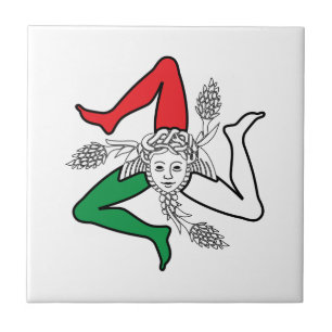 Sicilian Trinacria Medusa Design Ceramic Tile