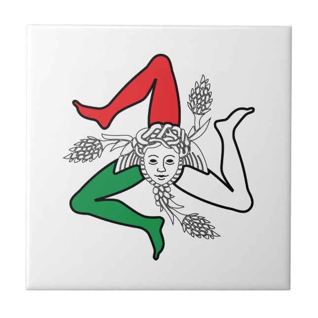 Sicilian Trinacria Medusa Design Ceramic Tile (Front)