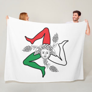 Sicilian Trinacria Medusa Design Fleece Blanket