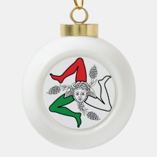 Sicilian Trinacria Medusa Emblem Italian Theme Ceramic Ball Christmas Ornament