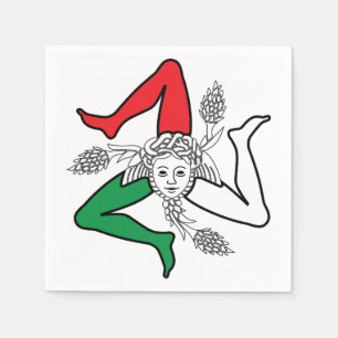 Sicilian Trinacria Medusa in Italian Flag Theme Napkins
