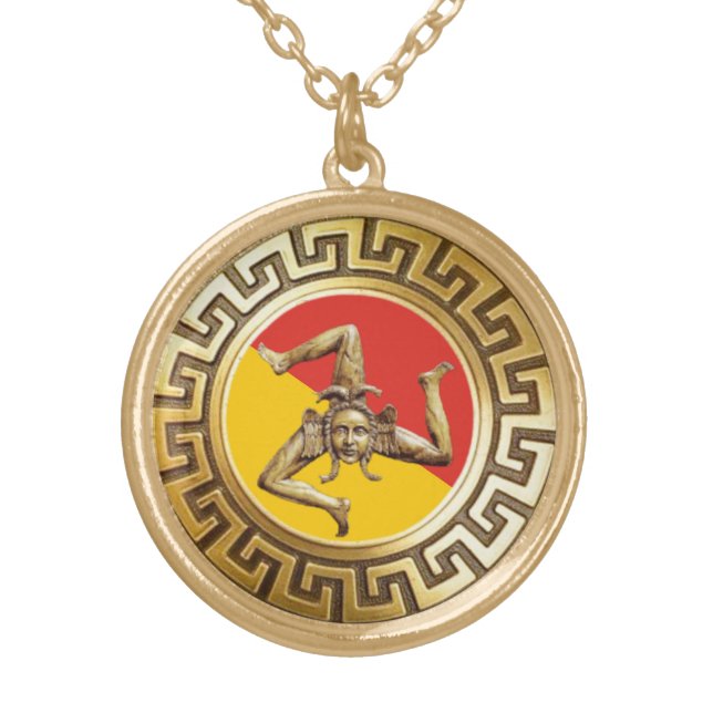 Sicilian Trinacria Medusa Unisex Necklace (Front)