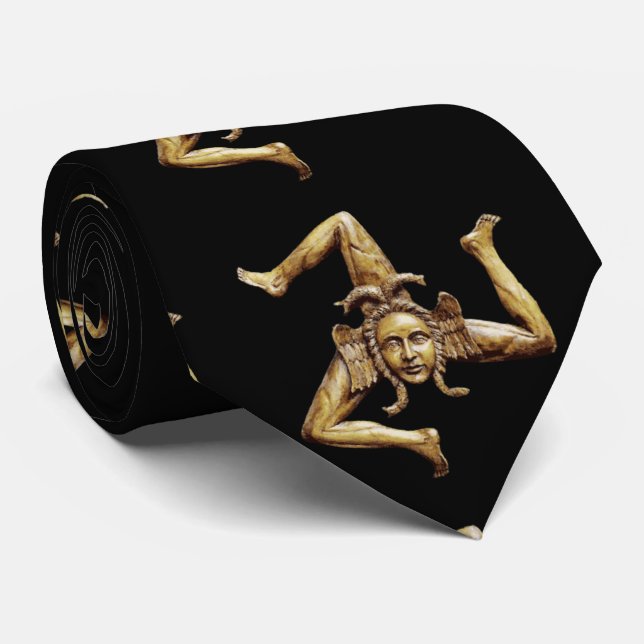 Sicilian Trinacria Neck Tie (Rolled)