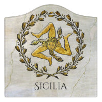 Sicilian Trinacria Olive Wreath Your Text