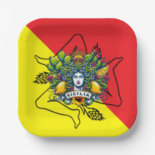 Sicilian Trinacria  Paper Plates