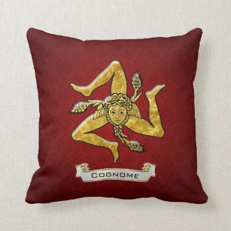 Sicilian Trinacria Red Deco Personalize Throw Pillow