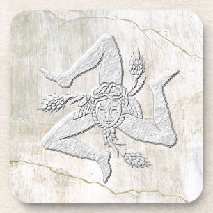 Sicilian Trinacria Vintage Fresco Look Drink Coaster