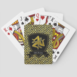 Sicilian Trinacria Your Text and Background Color Poker Cards