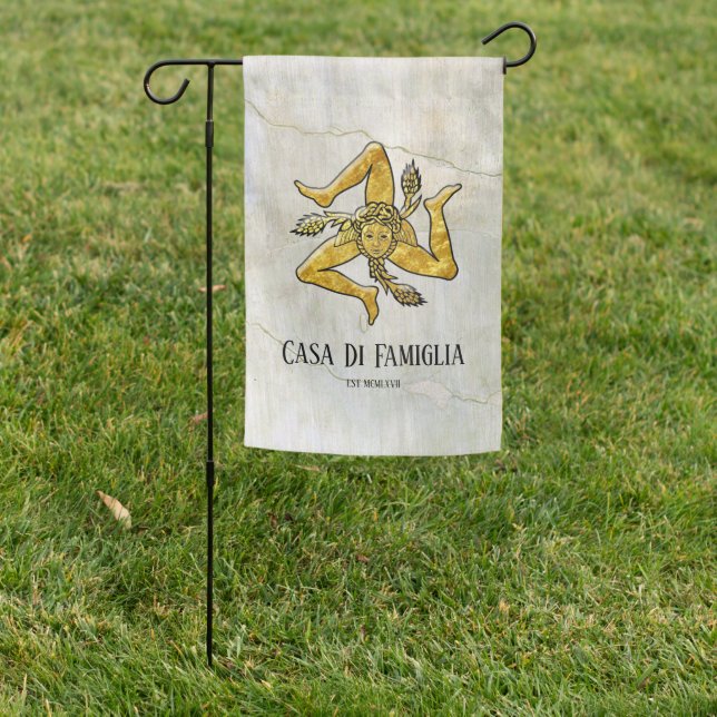Sicilian Trinacria Your Text Garden Flag (In SItu)
