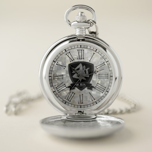 Sicilian Trinacria Your Text Pocket Watch (Inside)