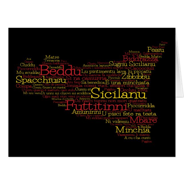Sicilian Word Art Map (Front Horizontal)