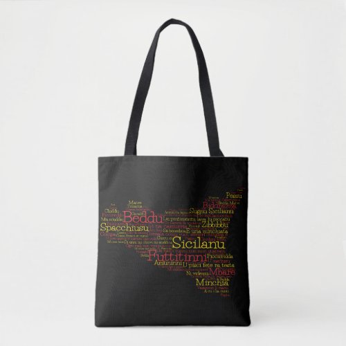 Sicilian Word Art Map Tote Bag