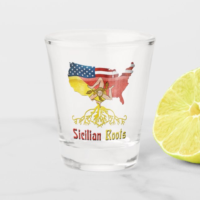 Sicily American Roots, Sicily Shot Glass (Front)