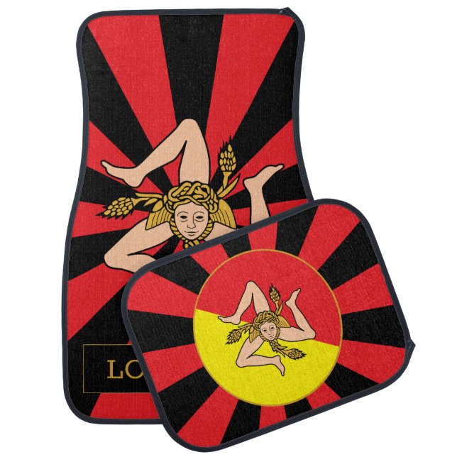 Sicily Car Floor Mat & Sicilian Flag / Patriots (Set)