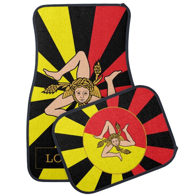 Sicily Car Floor Mat & Sicilian Flag / Triskelion (Set)