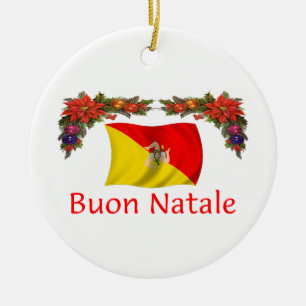 Sicily Christmas Ceramic Ornament