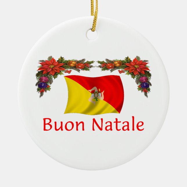 Sicily Christmas Ceramic Ornament (Front)