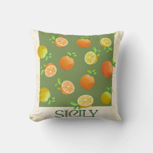 Sicily Citrus Wall Art Italian Orange & Lemon Throw Pillow