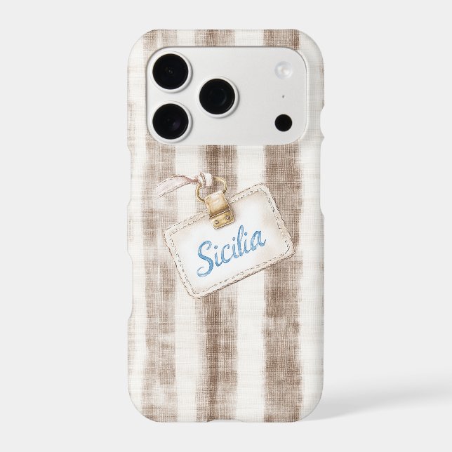 Sicily Cream Rustic Brown Stripes Case-Mate iPhone Case (Back)