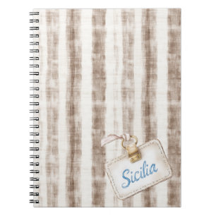 Sicily Cream Rustic Brown Stripes Notebook