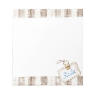 Sicily Cream Rustic Brown Stripes Notepad