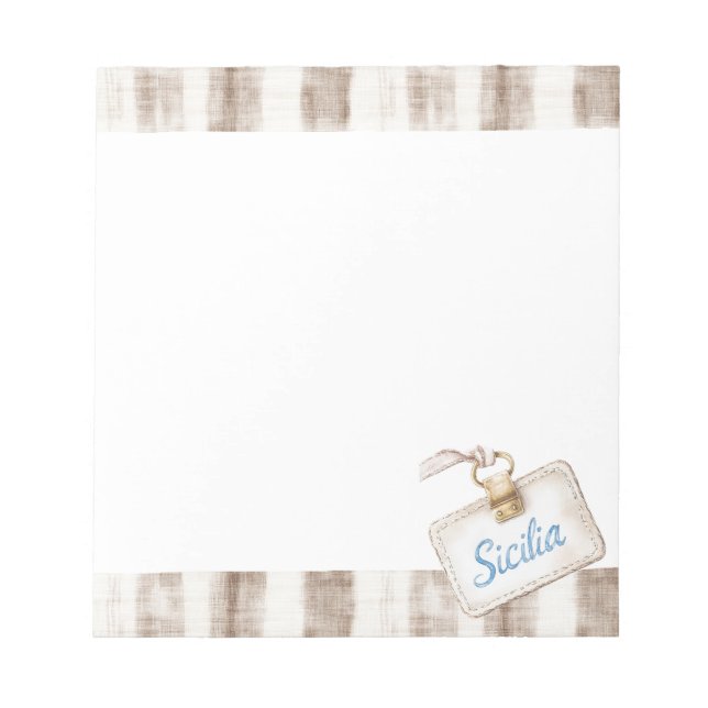Sicily Cream Rustic Brown Stripes Notepad (Front)