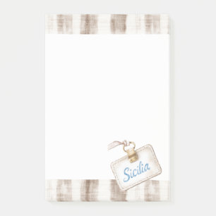 Sicily Cream Rustic Brown Stripes Post-it Notes