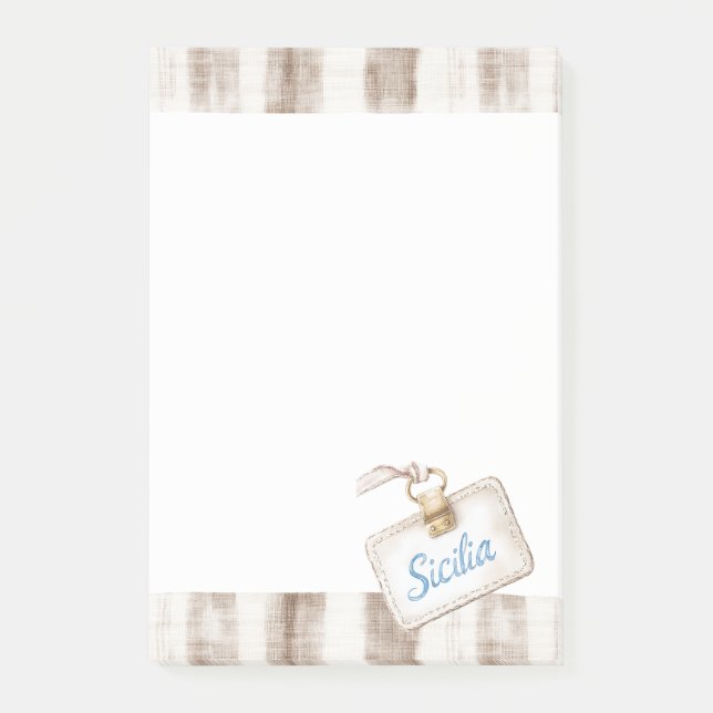 Sicily Cream Rustic Brown Stripes Post-it Notes (Front)