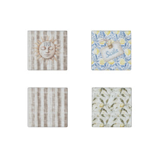 Sicily Cream Rustic Cream Sun Stripes Stone Magnet