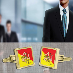 Sicily cufflinks, Sicilian Flag fashion / business Cufflinks