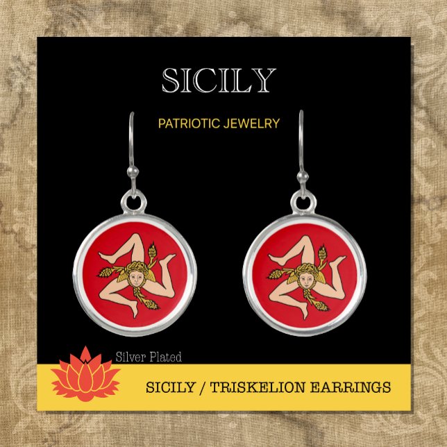 Sicily Earrings, Sicilian Triskelion, Patriotic Earrings (Creator Uploaded)