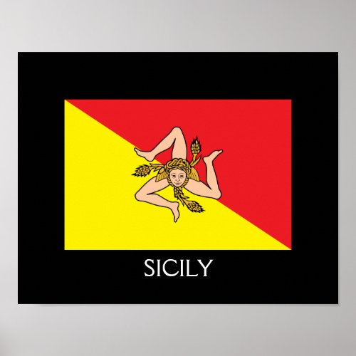 Sicily Flag 14 x 11 Value Poster Paper Matte