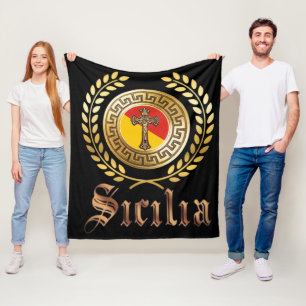 Sicily Flag and Crucifix Fleece Blanket