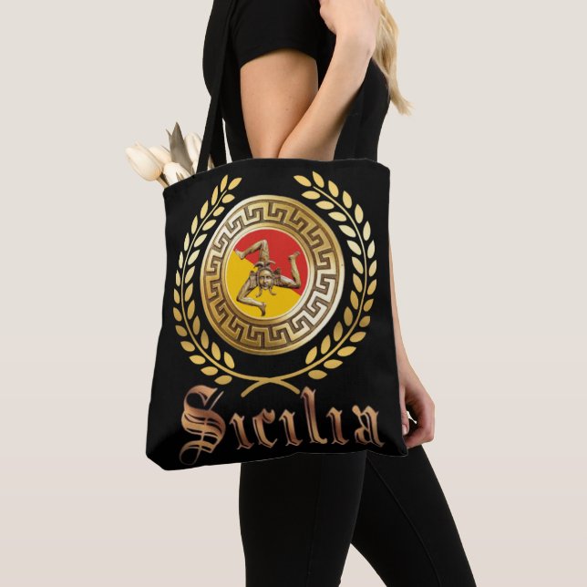 Sicily Flag and  Emblem Gift Tote Bag (Close Up)