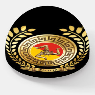 Sicily Flag and  Emblem Patriotic Paperweight