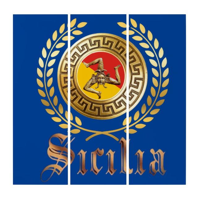 Sicily Flag and  Emblem Triptych (Front)