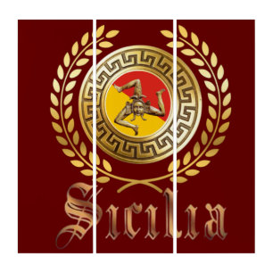 Sicily Flag and Emblem Triptych