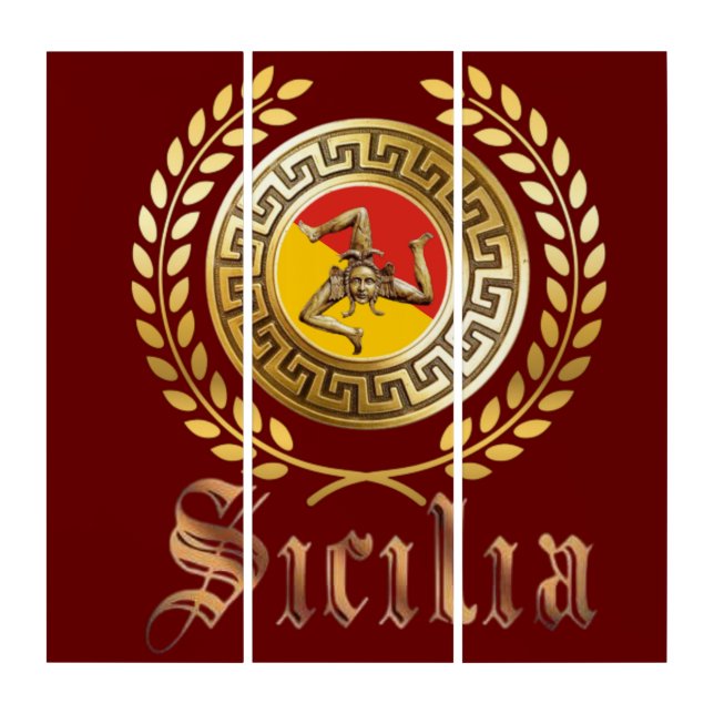 Sicily Flag and  Emblem Triptych (Front)